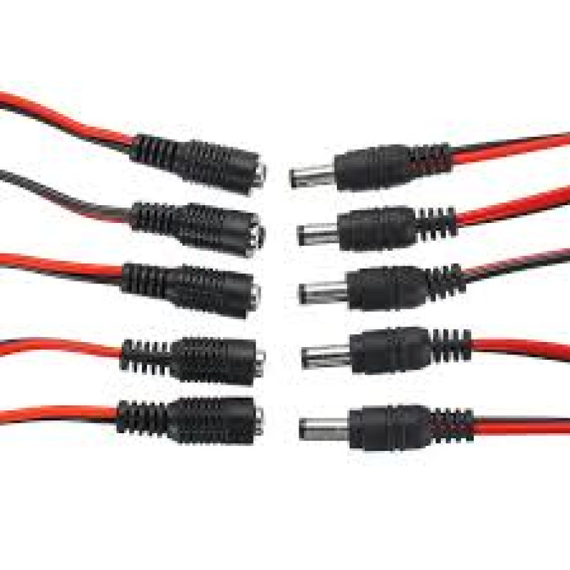 DC Power Jack and Socket DC-005 Barrel Connector with Cable 5.5×2.1mm Male and Female (1 Pair)